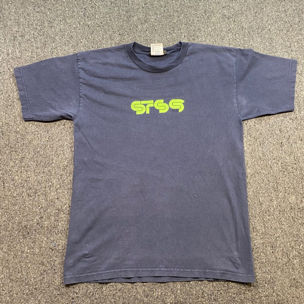 Bayside STSS Graphic TShirt Sz L Mens Navy Blue Skater Grunge Made in USA